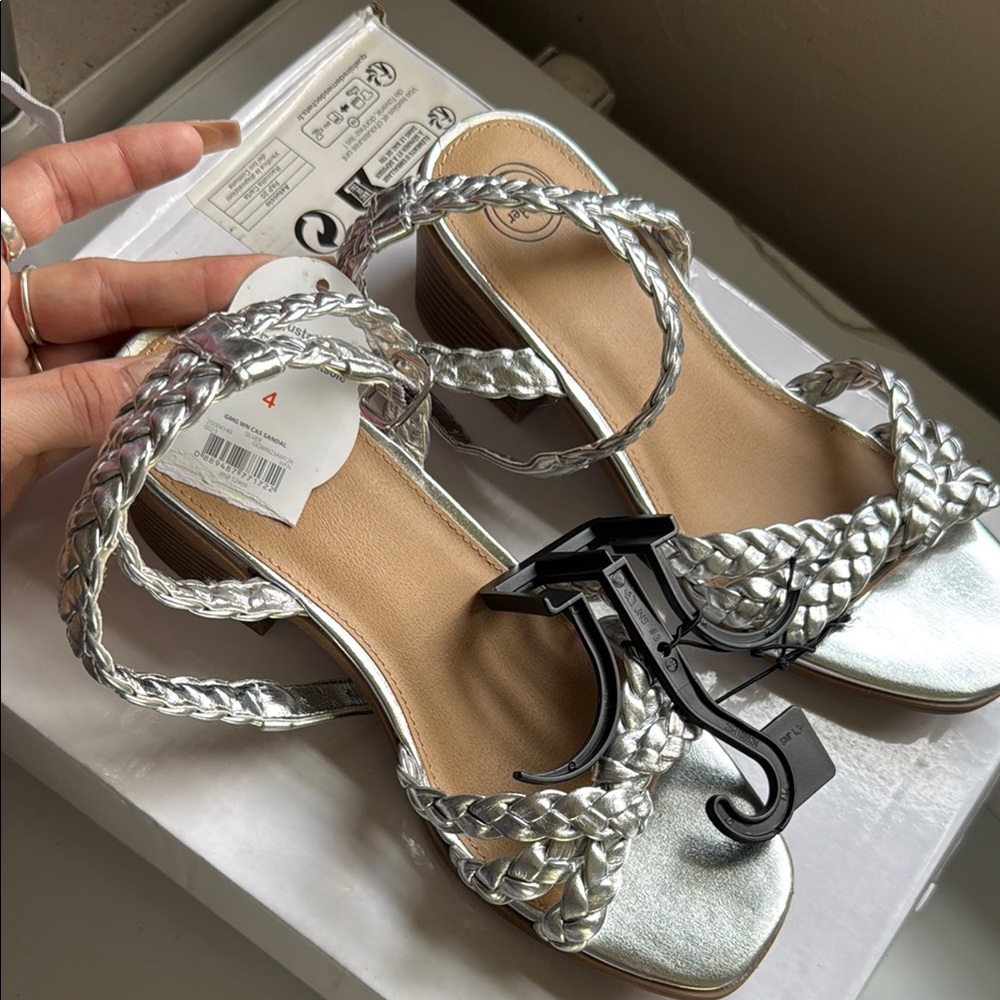 Wonder Nation Silver Braided Sandals